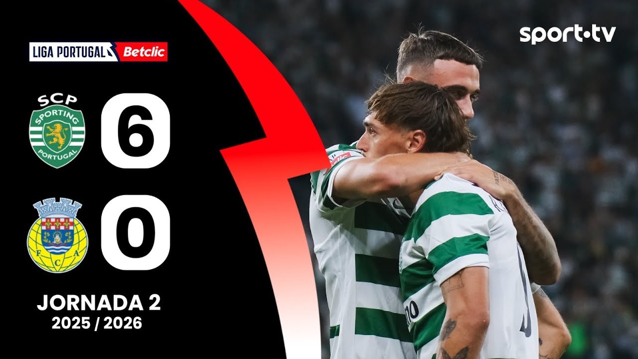 #ไฮไลท์ฟุตบอล [ สปอร์ติ้ง ลิสบอน 6 - 0 อารัวก้า ] พรีไมร่า ลีก้า โปรตุเกส 2025/18.8.68